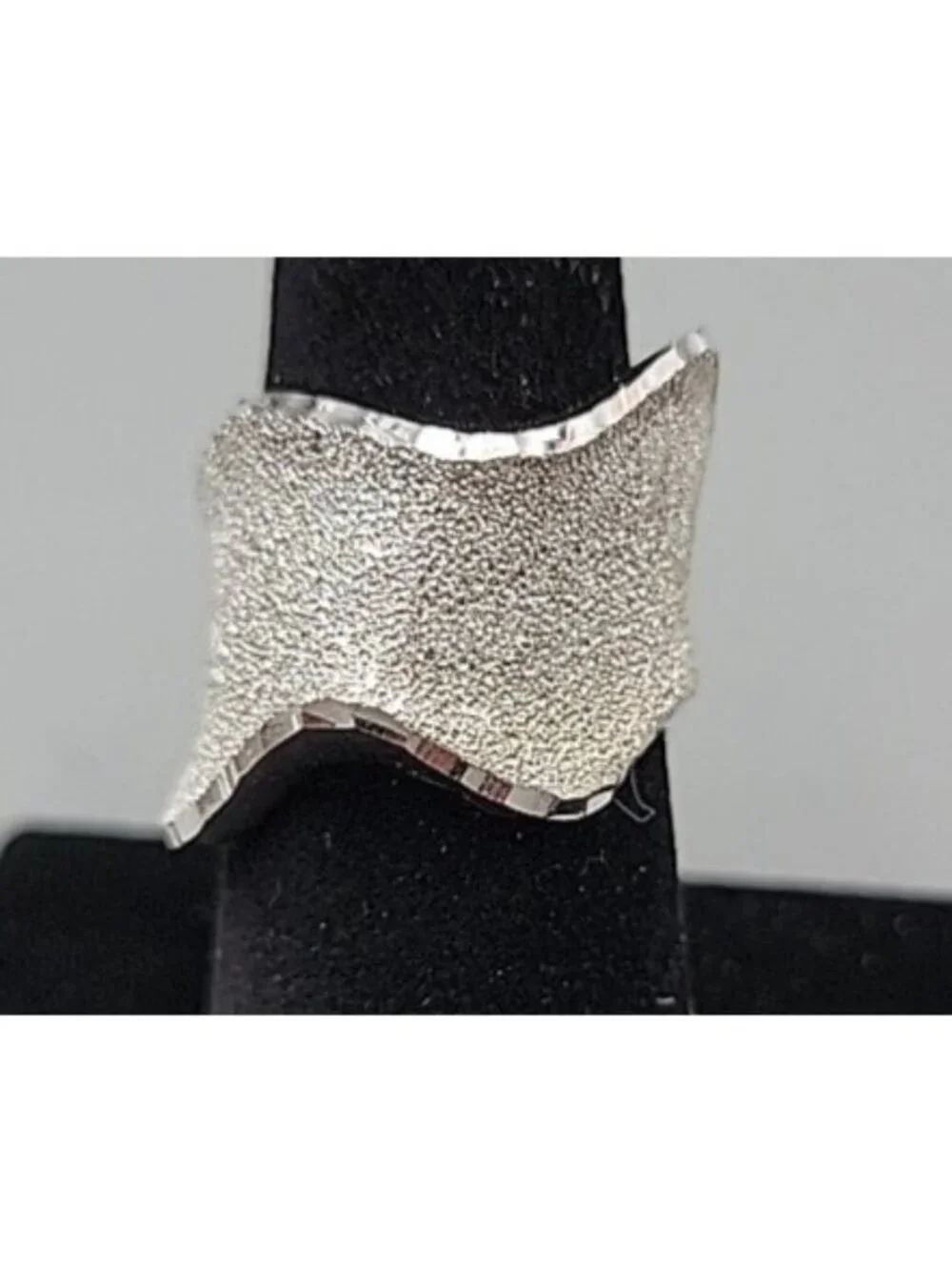 Vintage Sterling Silver Diamond Drizzle Cut Wave Ring Milor Italy Size 6.5 925 - Picture 2 of 16